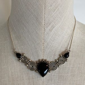 Stunning Sterling Silver & Black Onyx Necklace